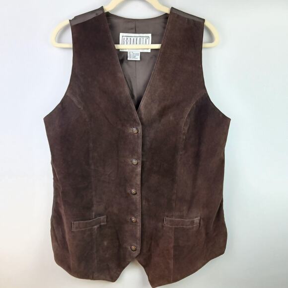 BB Dakota Pret A Porter VTG SZ XL Brown Suede Leather Vest Vintage Suede Luxury - Picture 2 of 5